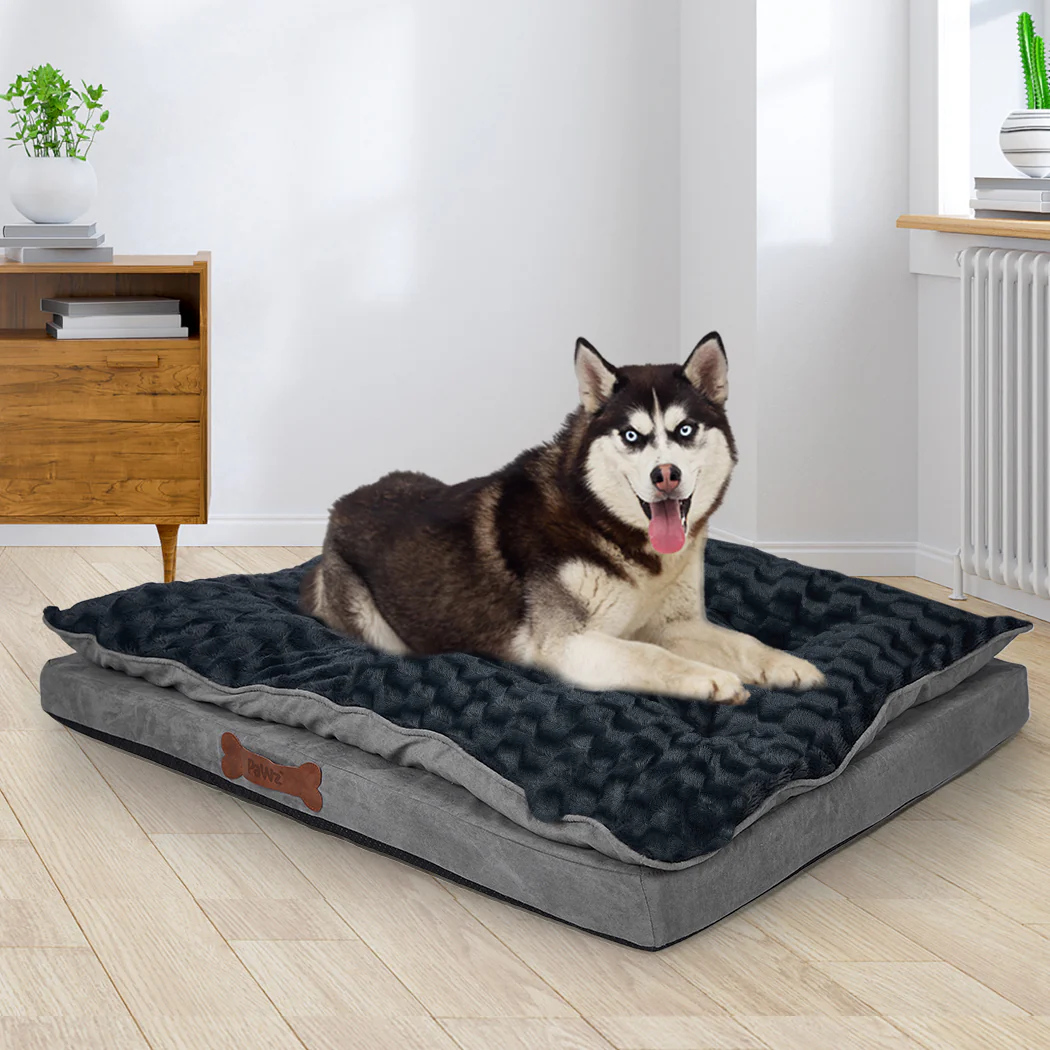 MEDIUM Dog Beds Calming Warm Soft Plush Comfy - Grey - Nurns