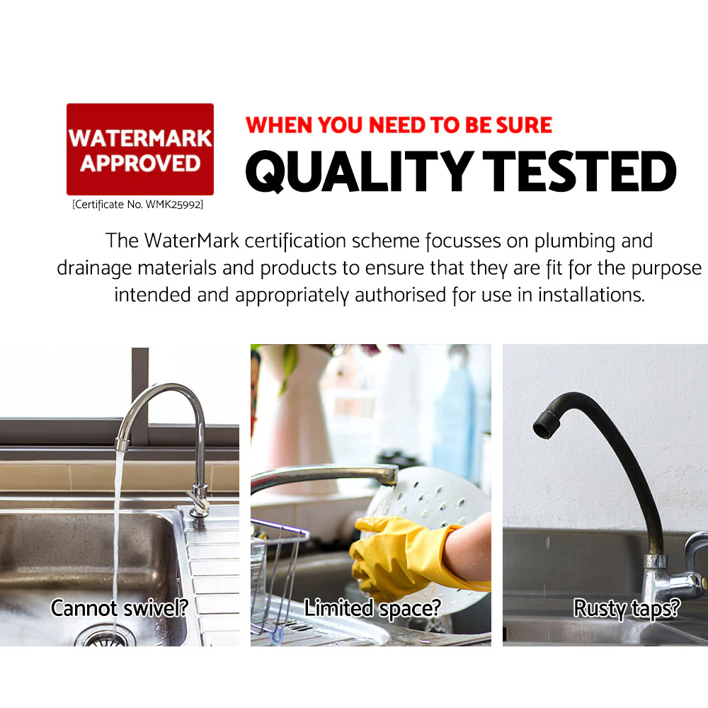 Kitchen Mixer Tap Mixer Rectangle Sink Faucet Basin Laundry Black - Nurns