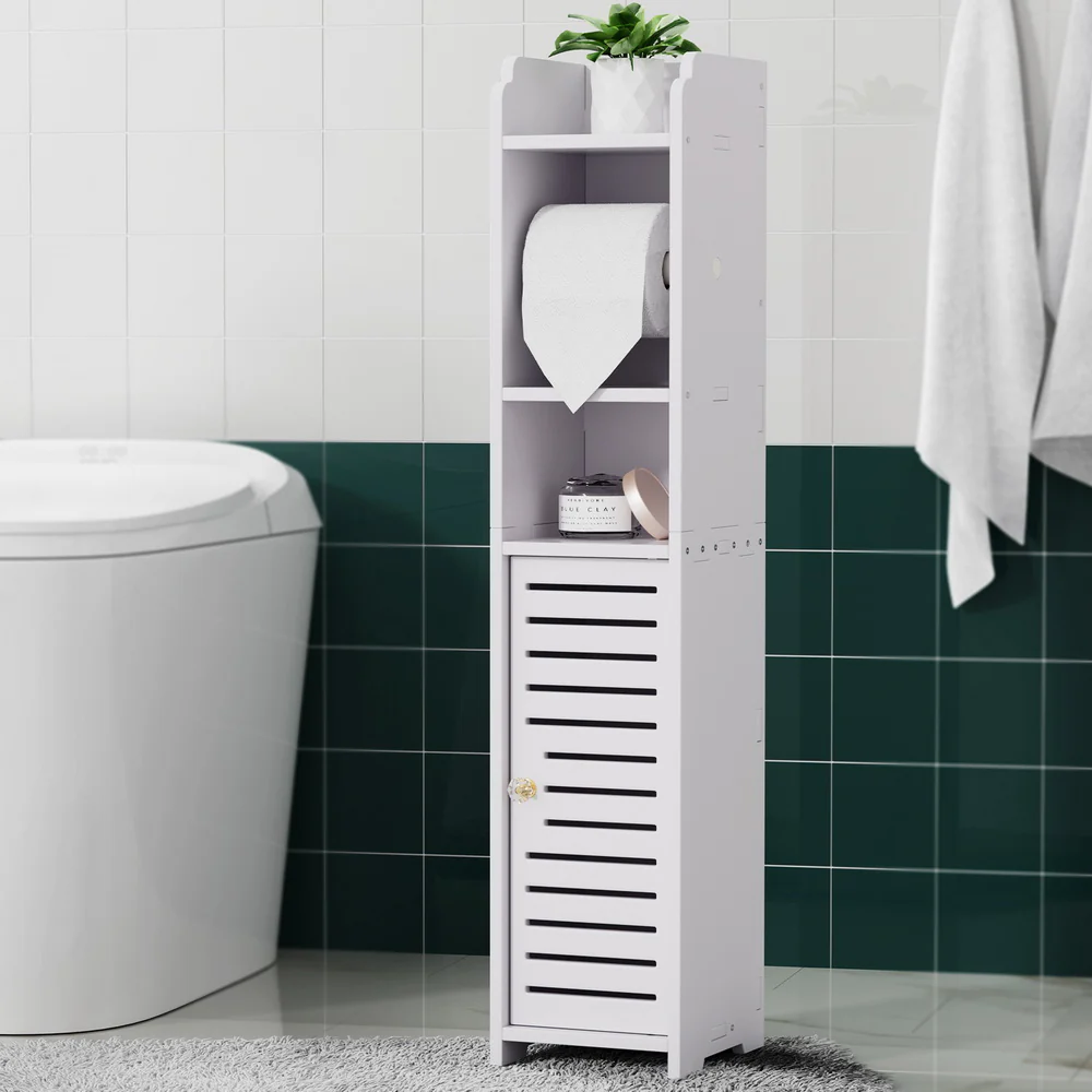 Bathroom Cabinet Toilet Roll Holder Tissue Organizer 3 Tier Floor Cabinet - Nurns