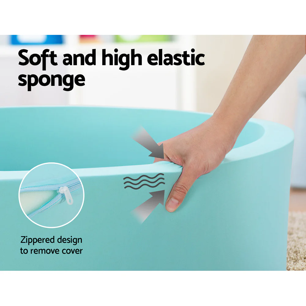 Ocean Foam Ball Pit with Balls Kids Play Pool Barrier Toys 90x30cm Blue - Nurns