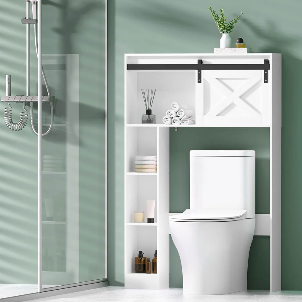 Bathroom Cabinet Over the Toilet Storage Organiser Laundry Shelf 128cm - Nurns