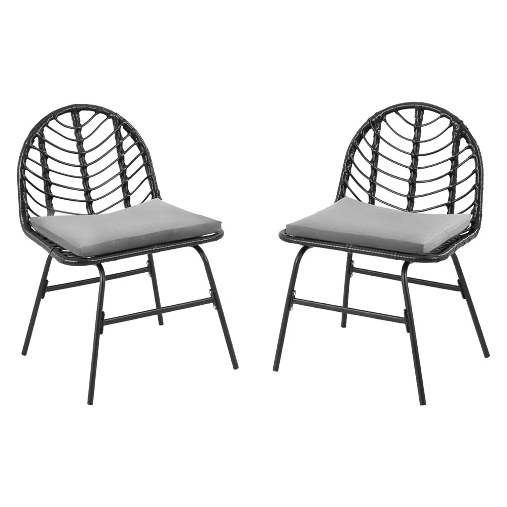 Ranie Lounge Wicker Patio Furniture Set of 2 Outdoor Dining Chairs - Black - Nurns