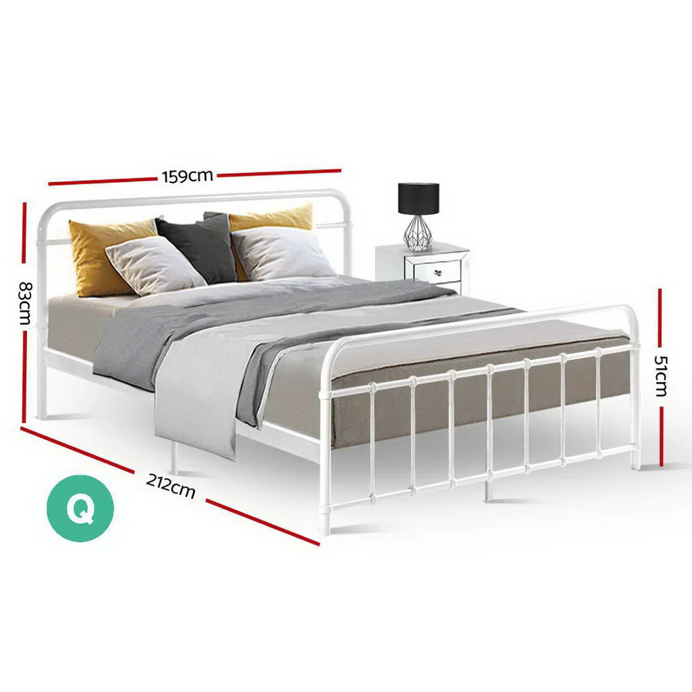 Jupiter Bed & Mattress Package with 34cm Mattress - White Queen - Nurns