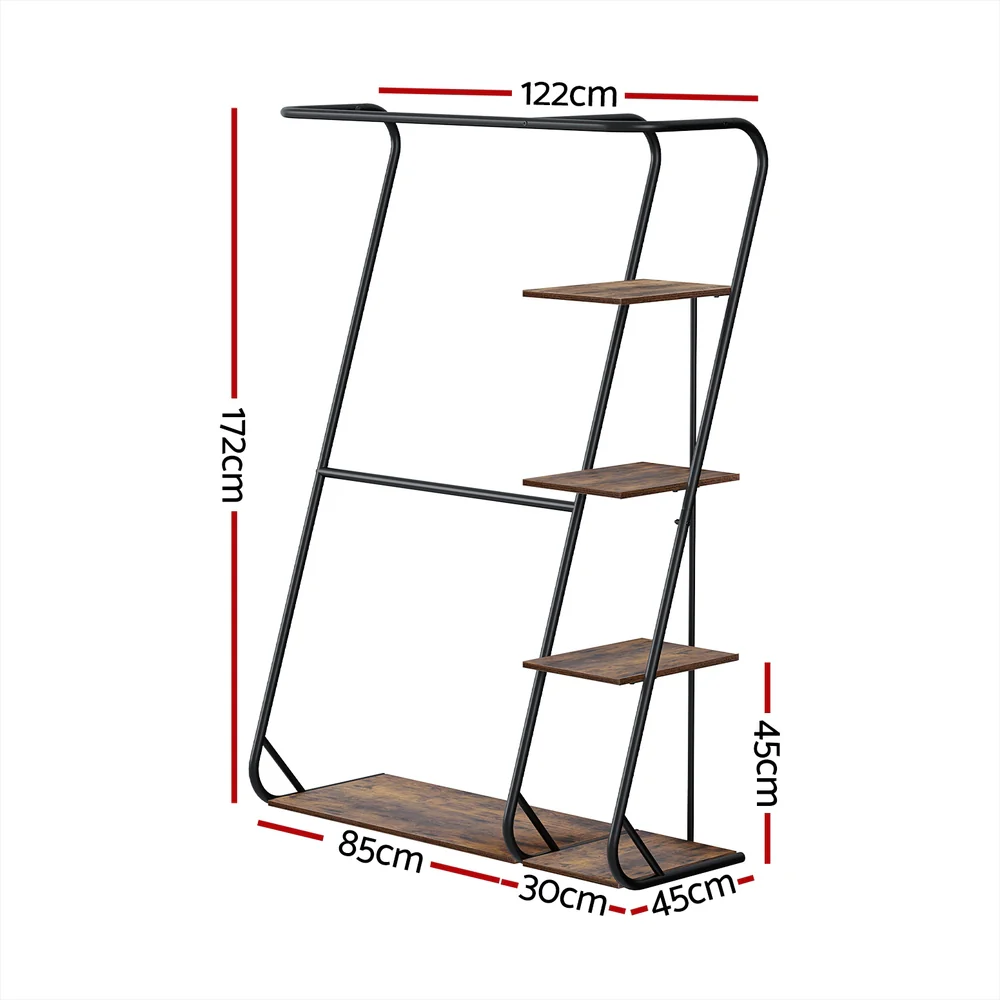 Wardrobe Clothes Rack Airer 4-Tier - Walnut - Nurns