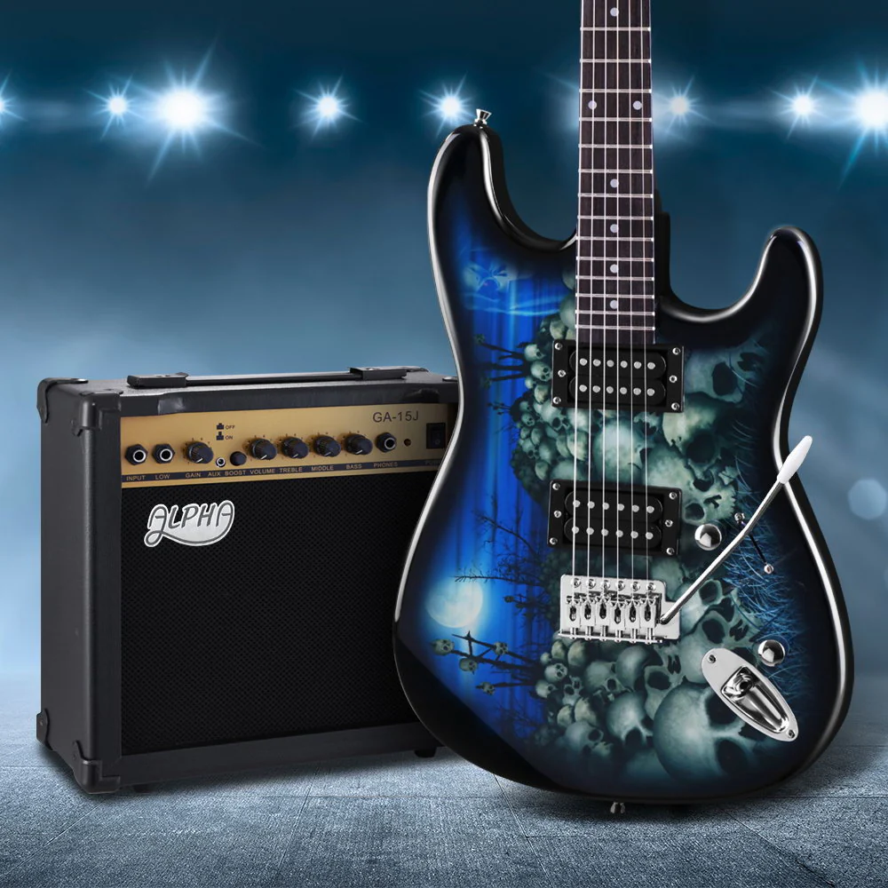 Alpha 41 Inch Electric Guitar Humbucker Pickup Switch Amplifier Black - Nurns