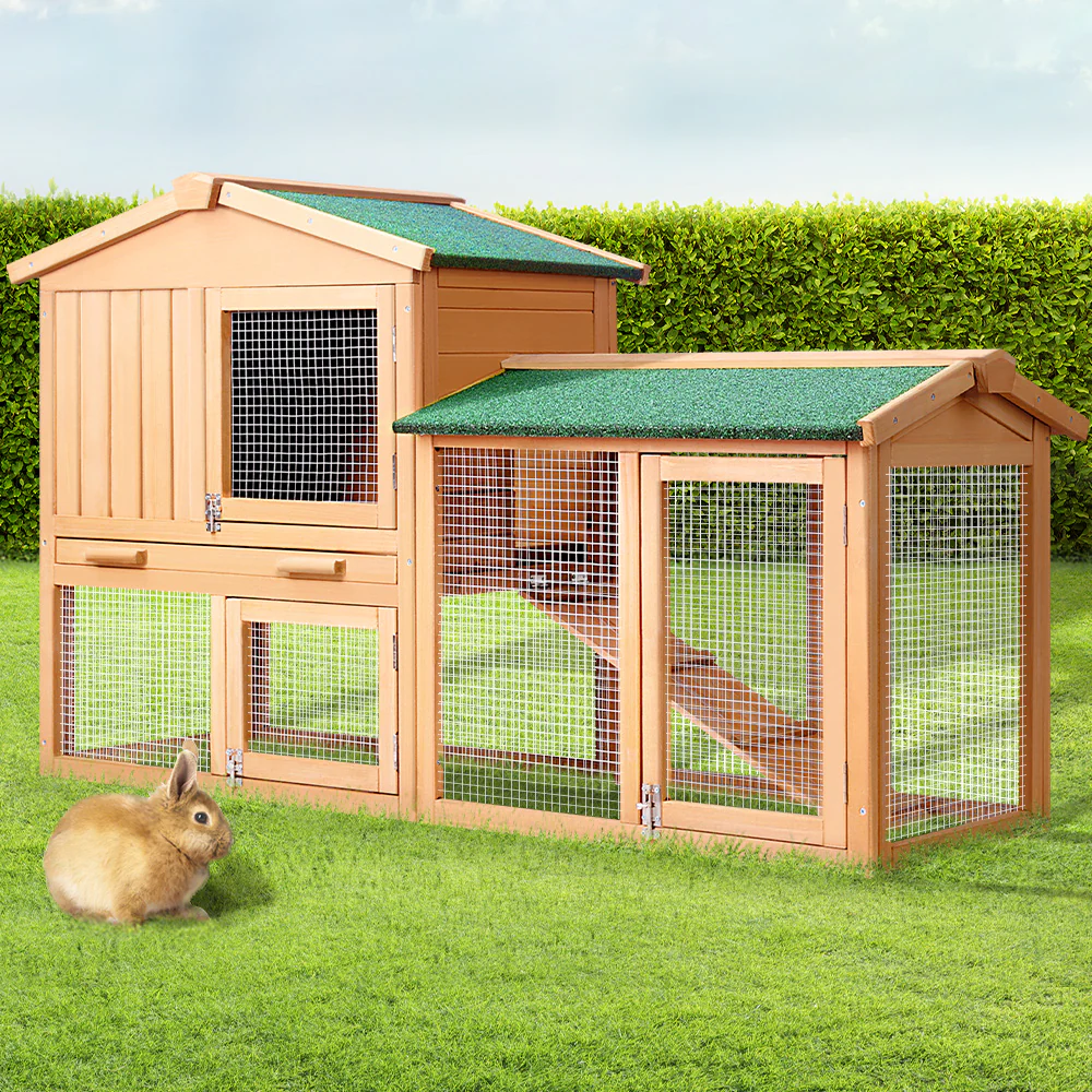 Chicken Coop Rabbit Hutch 138cm Wide Wooden Pet Hutch - Nurns