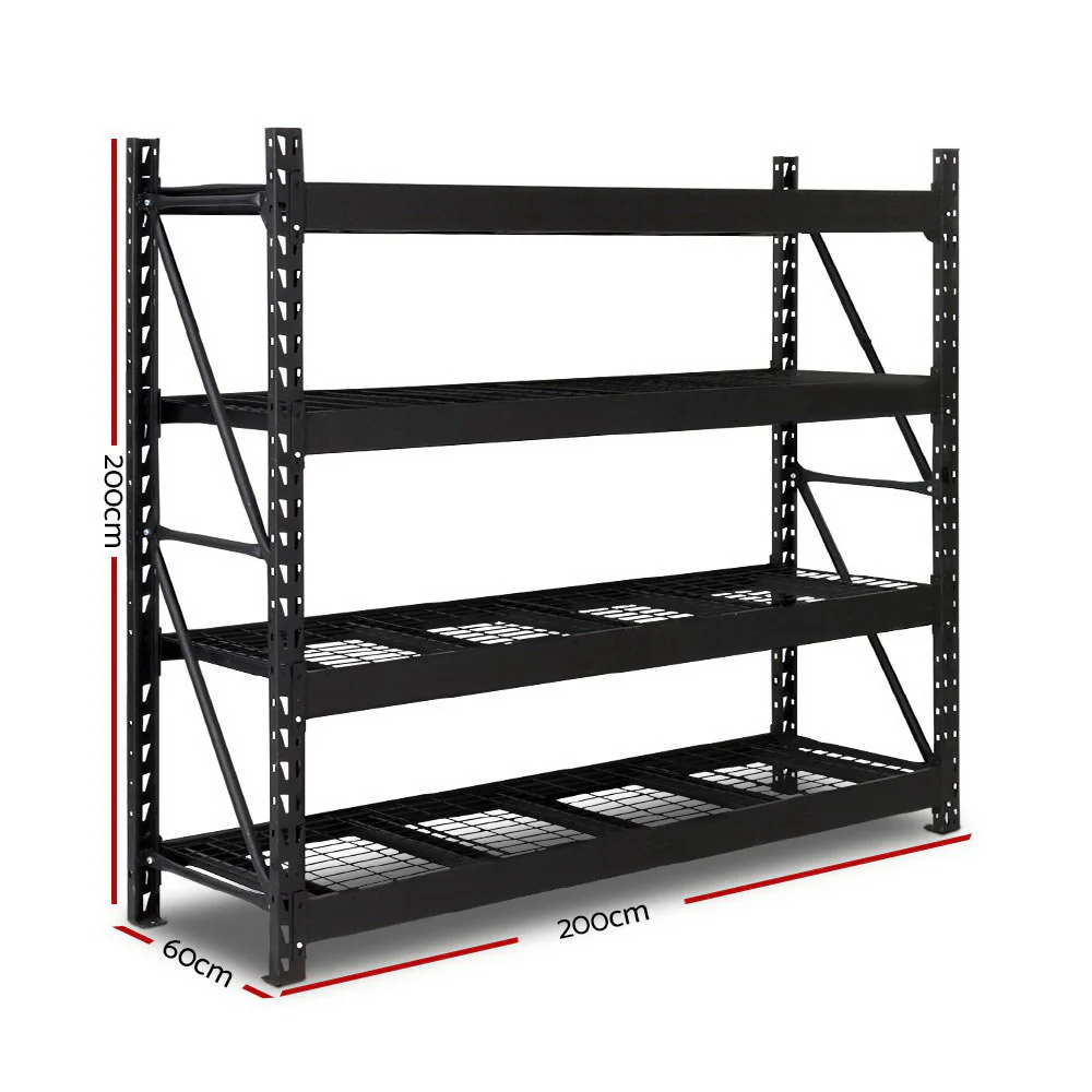 Giantz 2Mx2M Garage Shelving Warehouse Rack Pallet Racking Storage Shelve Black - Nurns