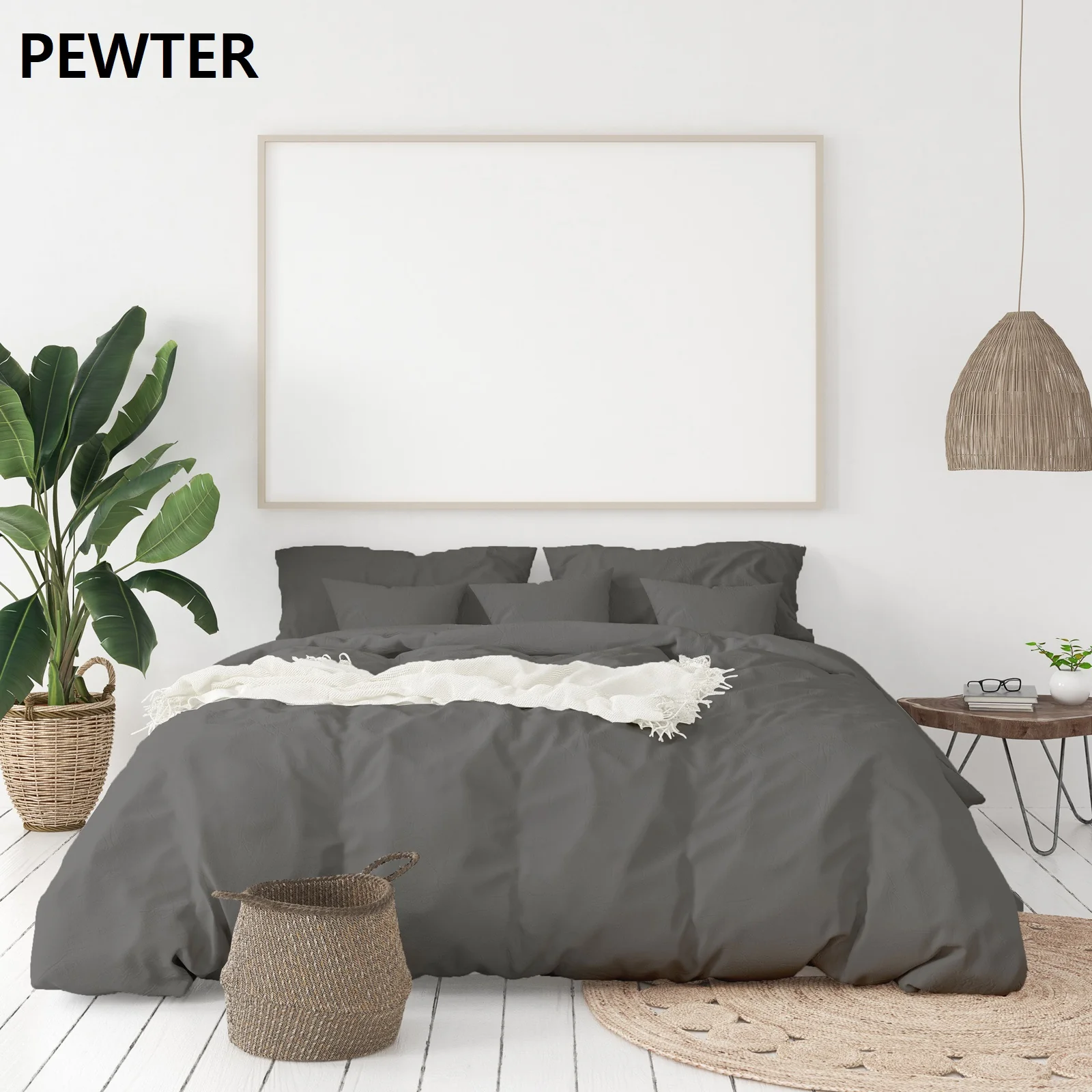 KING 1000TC Hotel Grade Bamboo Cotton Quilt Cover Pillowcases Set - Grey - Nurns