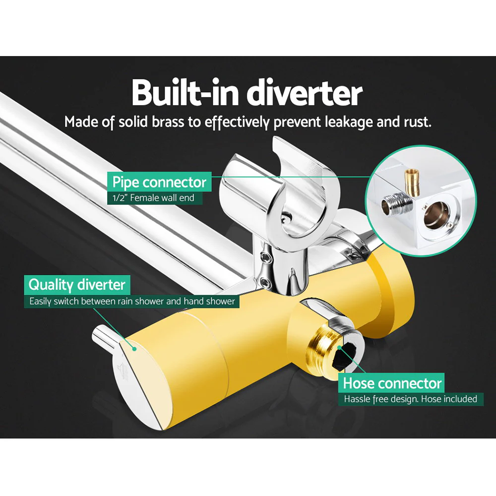 9'' Rain Shower Head Set Handheld Round High Pressure Chrome - Nurns