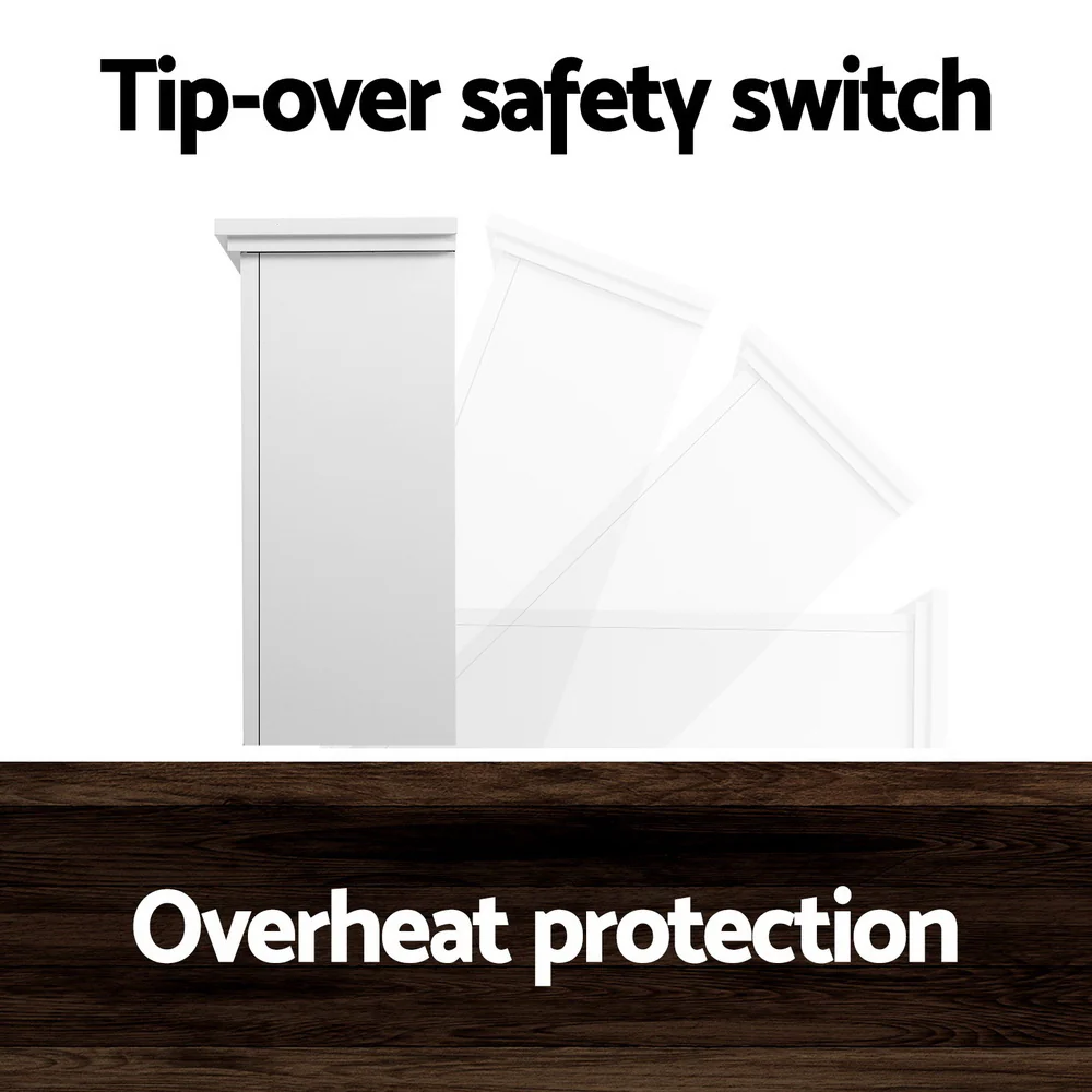 Electric Fireplace Fire Heater 2000W - White - Nurns