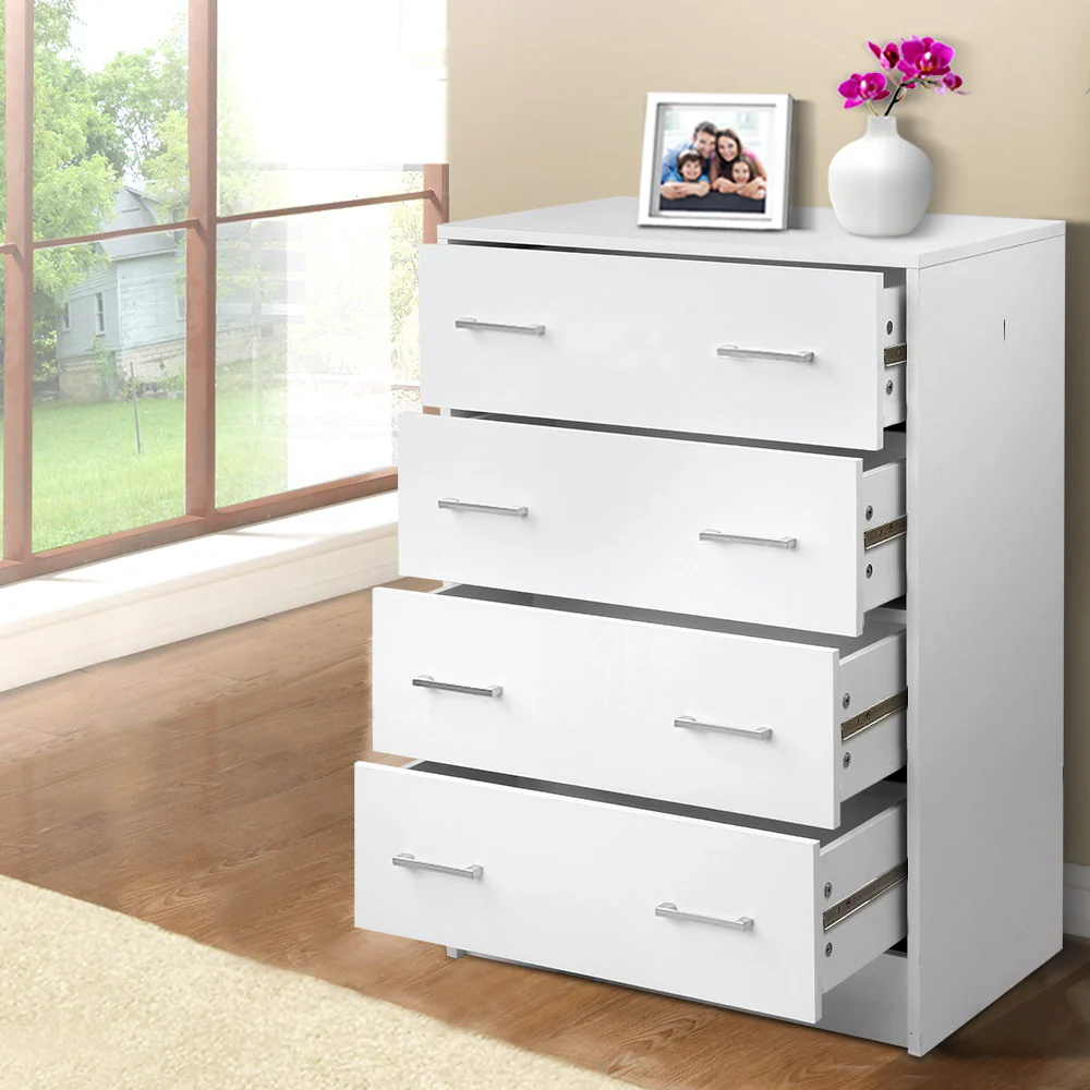 Artiss 4 Chest of Drawers - White - Nurns