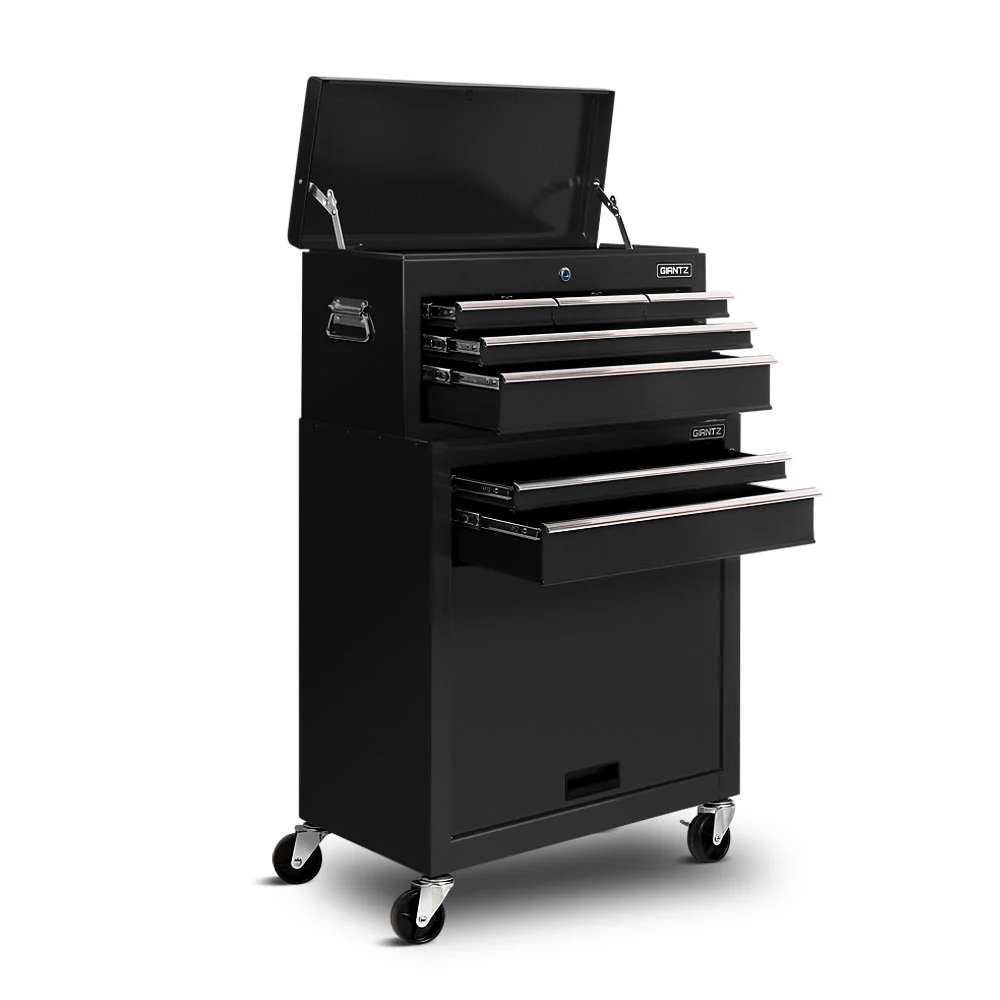 7 Drawer Tool Box Cabinet Chest Storage Garage Toolbox Organiser Set Black - Nurns