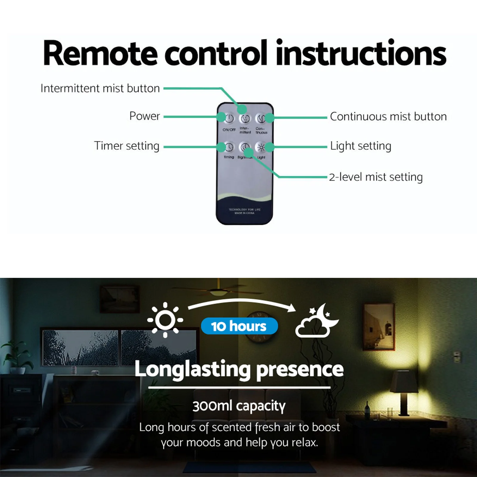 Aroma Diffuser Aromatherapy Humidifier 300ml - Nurns