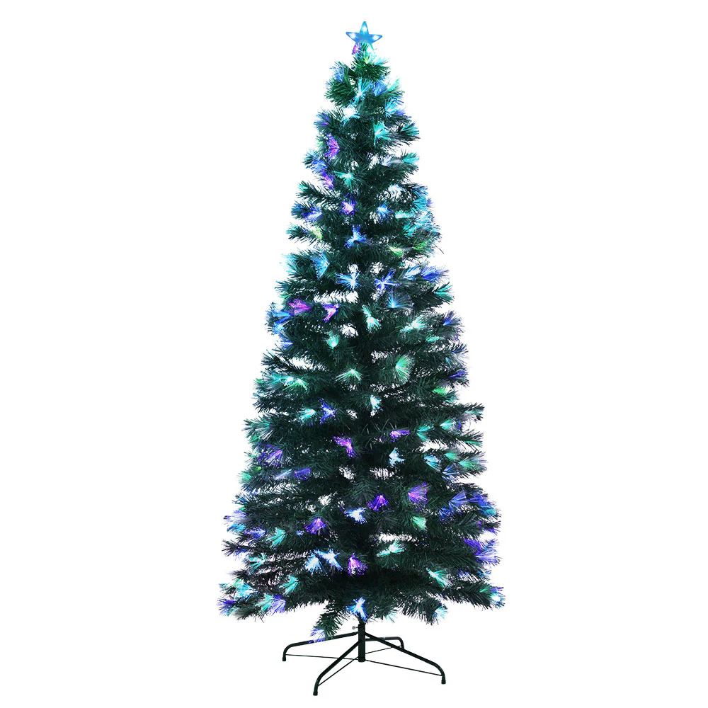 7ft 2.1m 270 Tips Christmas Tree xmas Multi Colour Lights Optic Fibre Multicoloured - Nurns
