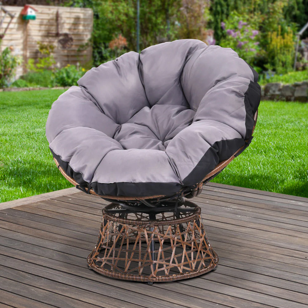 Outdoor Chairs Outdoor Furniture Papasan Chair Wicker Patio Garden - Brown - Nurns