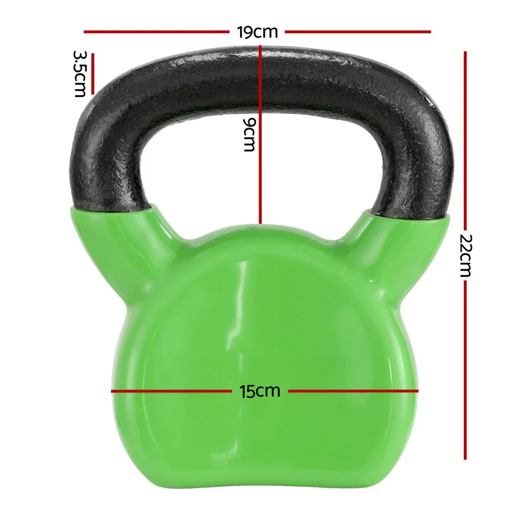 Everfit 8kg Kettlebell Set Weightlifting Bench Dumbbells Kettle Bell Gym Home - Nurns