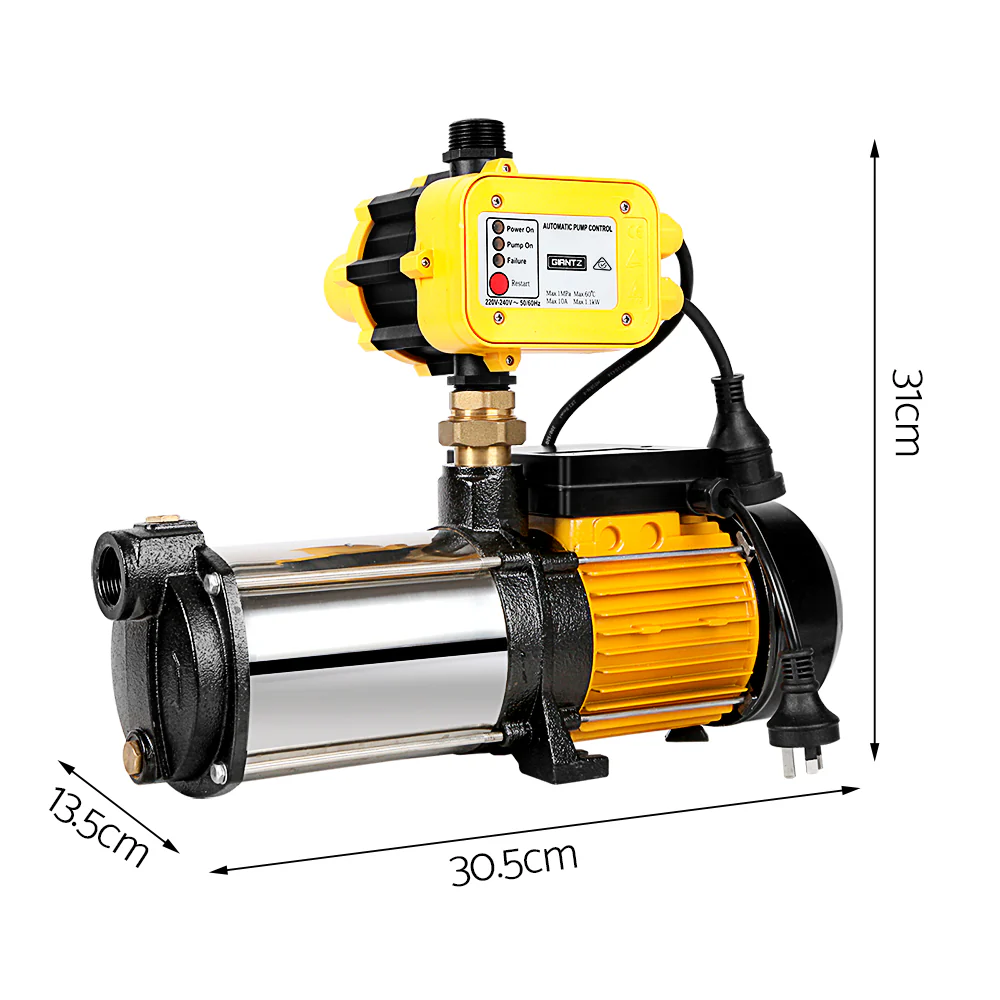 Garden Water Pump High Pressure 2000W 4-Stage Tank Irrigation - Yellow - Nurns