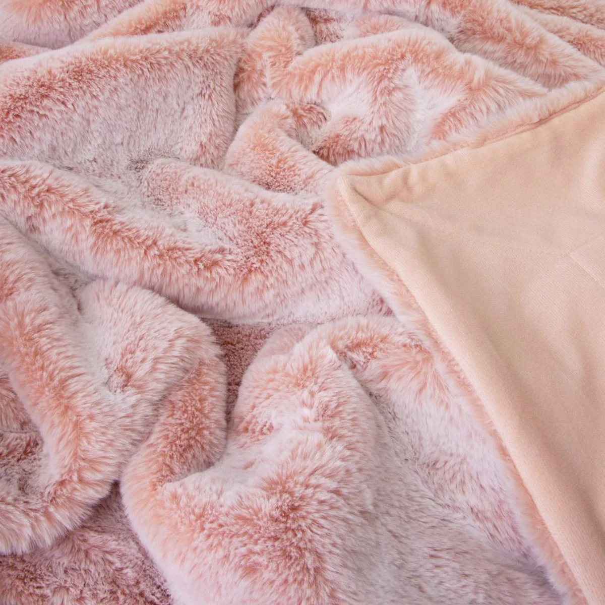 Wadi Throw Soft Blanket Faux Fur Throw Blanket 130 x 160cm - Soft Pink - Nurns