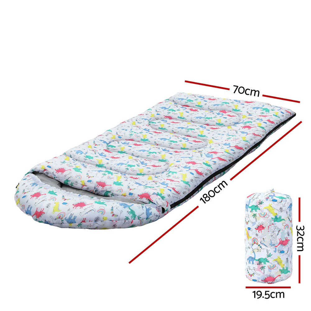 Sleeping Bag Kids Single Bags 180cm Thermal Camping Hiking - White - Nurns