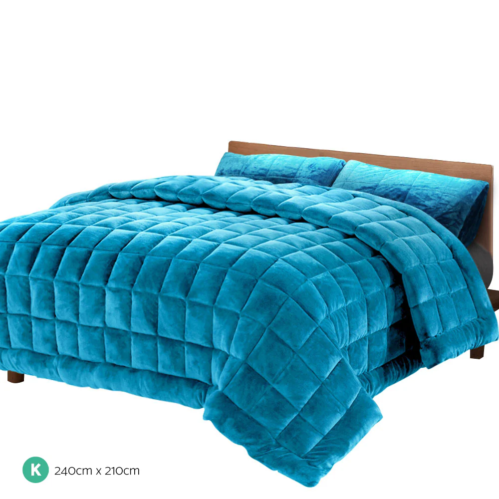 King Giselle Bedding Faux Mink Quilt Blue - Nurns