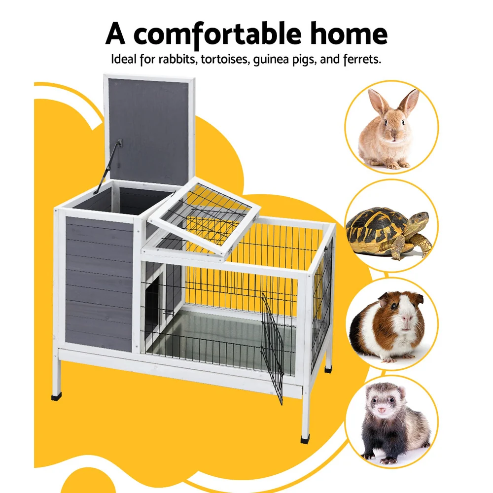 Rabbit Hutch Wooden Ferret Cage Habitat House Outdoor Large - Grey Large - Nurns