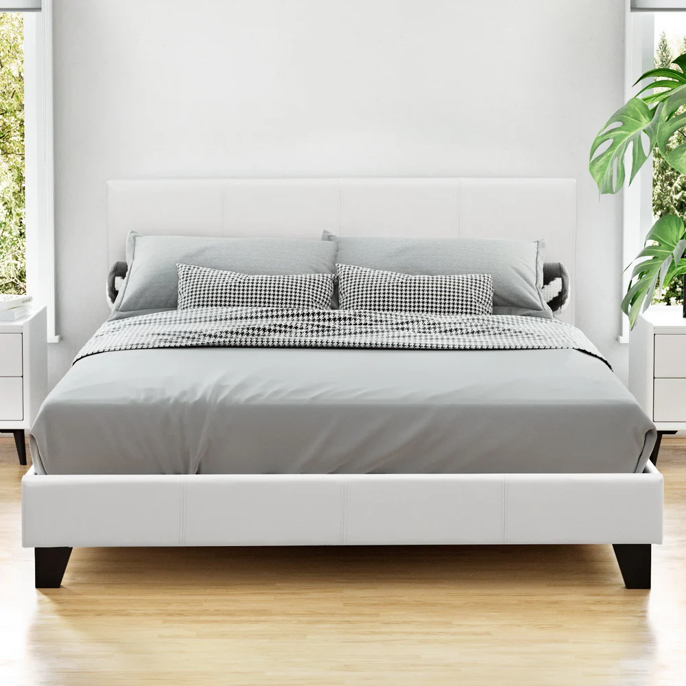 Amalfi Fabric Bed Frame - White Queen - Nurns