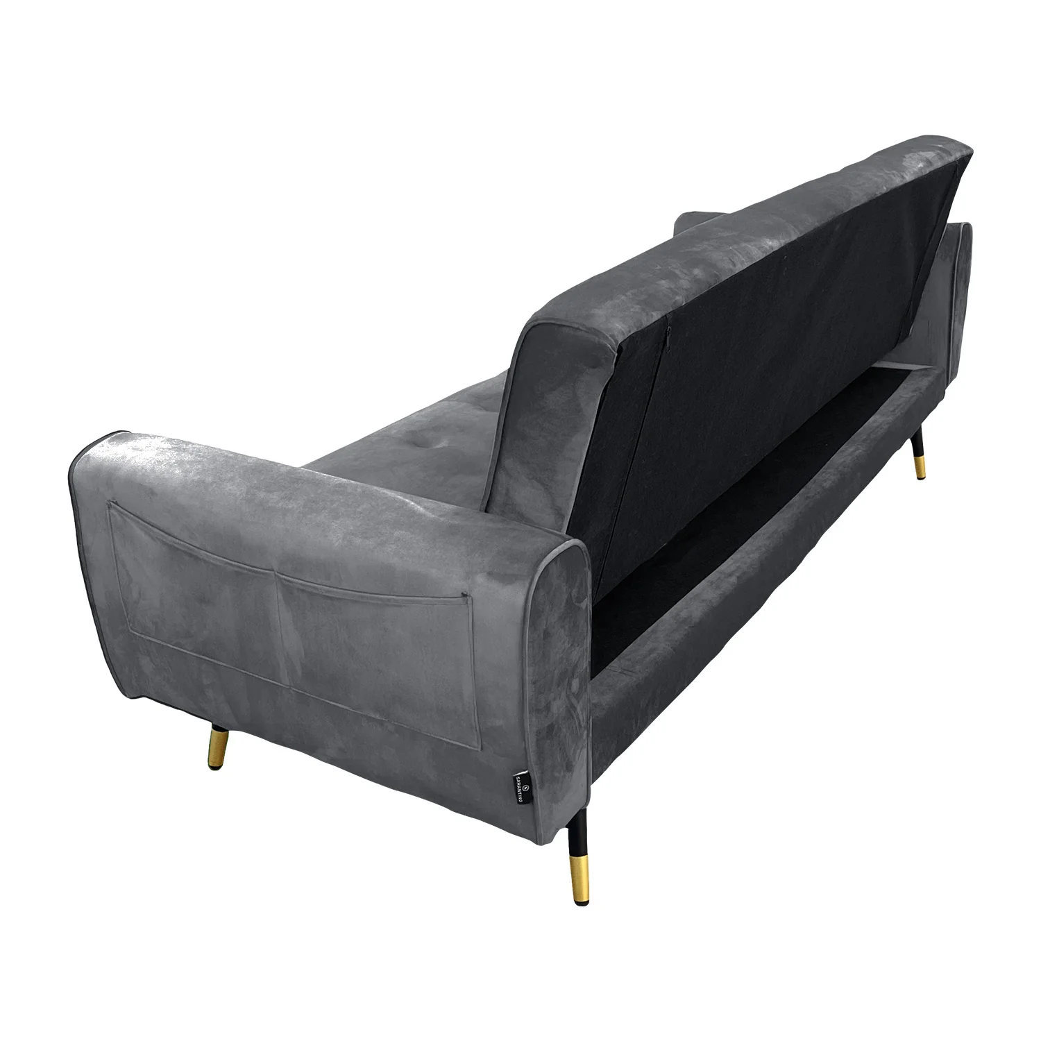 Milli 3-Seater Tufted Velvet Sofa Bed - Dark Grey - Nurns