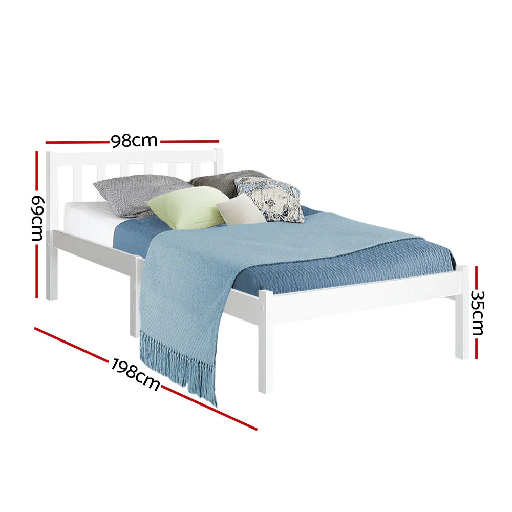 Jade Bed & Mattress Package with 31cm Mattress no Drawers - White Single - Nurns