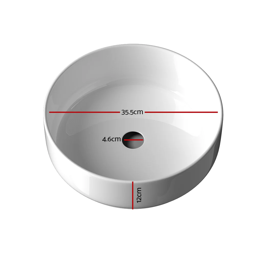 Bathroom Basin Ceramic Vanity Basin Above Counter White Hand Wash - Nurns