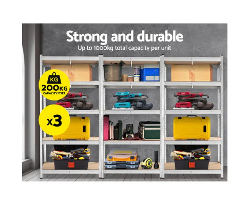 Giants 3x1.8M Warehouse Shelving Rack Racking Garage Metal Storage Shelves - Nurns
