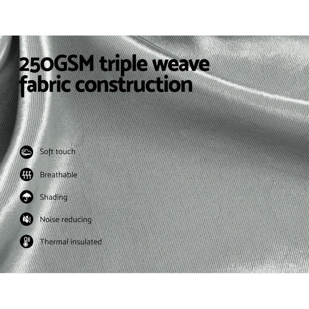 Set of 2 Blockout Curtains Blackout Window Curtain Eyelet 240x230cm Grey Shine - Nurns