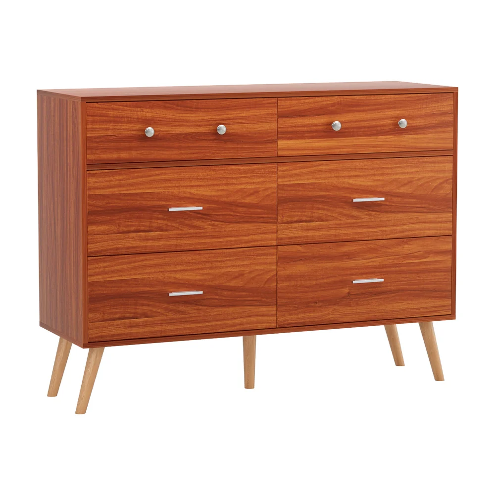 Artiss 6 Chest of Drawers Storage Cabinet Walnut - Nurns