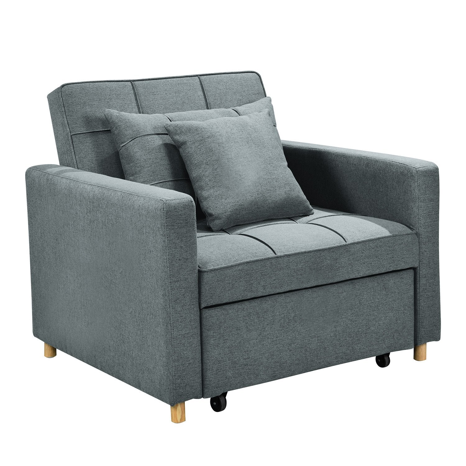 Millicent 3-in-1 Convertible Sofa Chair Bed - Grey - Nurns