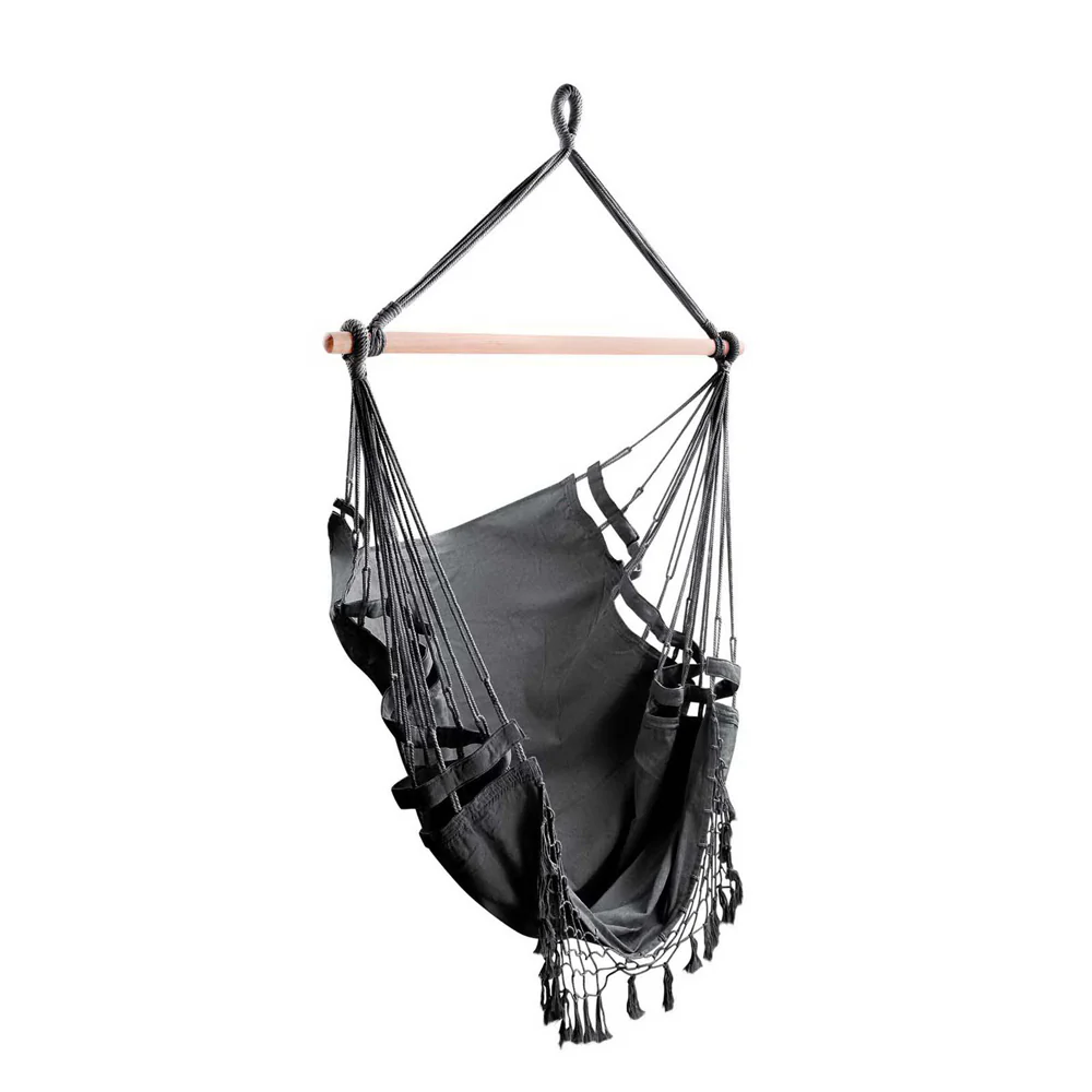 Hanging Hammock Chair Outdoor Swing Hammocks Tassel - Grey - Nurns