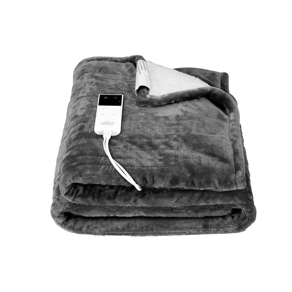 Watson Electric Throw Soft Blanket Rug Heated Washable Snuggle Flannel Winter - Grey - Nurns