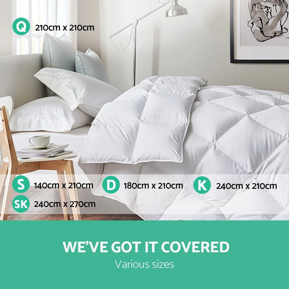 Queen Giselle Bedding 500GSM Goose Down Feather Quilt - Nurns