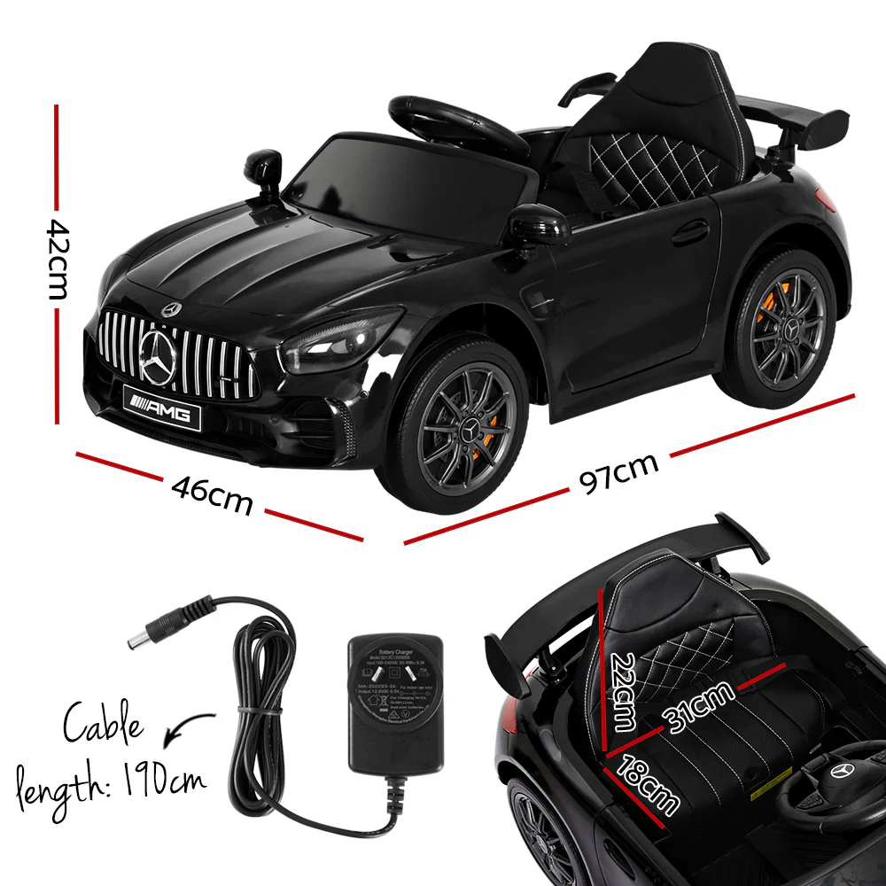 Kids Ride On Car Mercedes-Benz AMG GTR Electric Toy Cars 12V - Black - Nurns