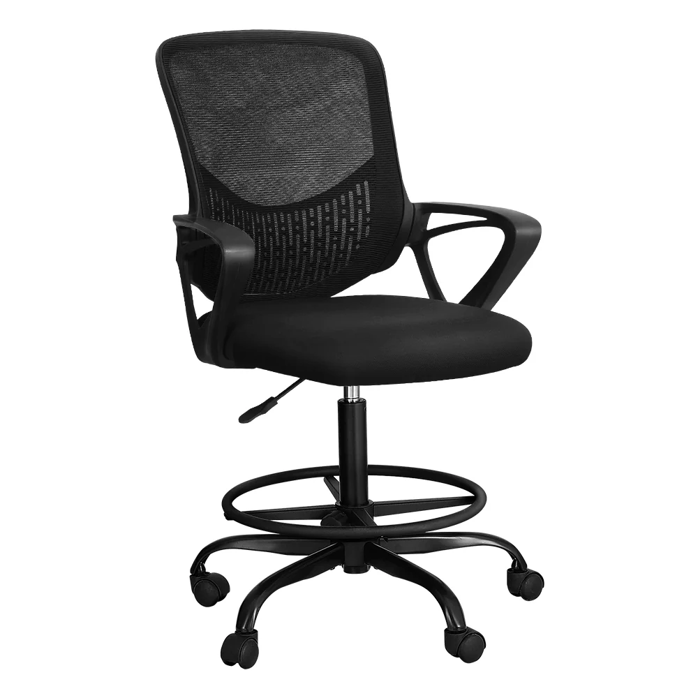 Artiss Office Chair Drafting Stool Computer Standing Desk Mesh Chairs Black - Nurns
