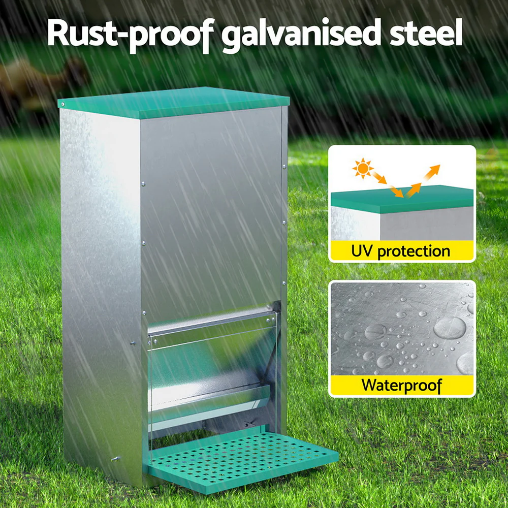 Automatic Chicken Feeder Port Coop Chick Poultry Treadle Self Opening - Nurns