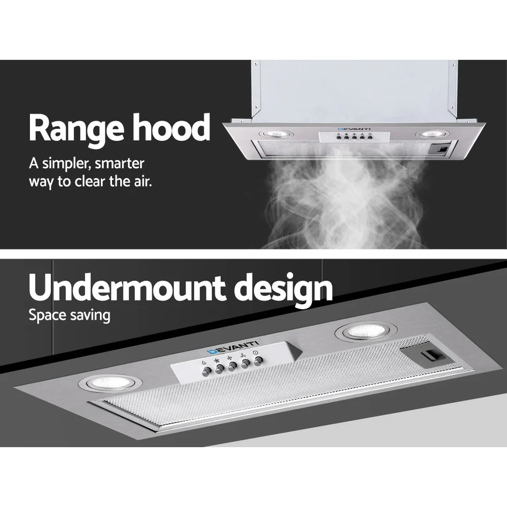 Devanti 520mm Range Hood 52cm Rangehood Stainless Steel - Nurns