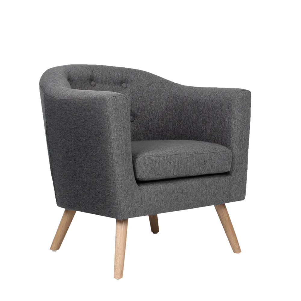 Maliah Accent Tub Fabric Lounge Armchair - Grey - Nurns