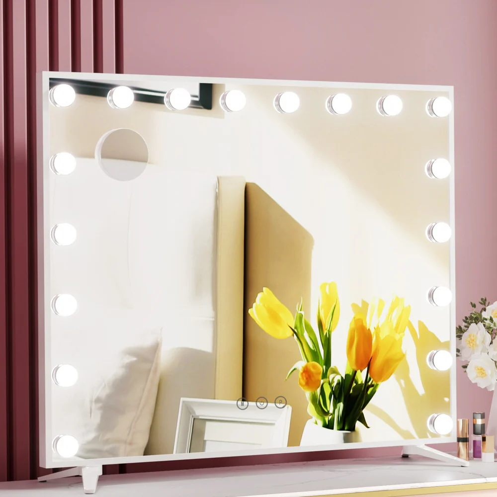 80x65cm Makeup Mirror Hollywood Vanity with LED - Light White - Nurns
