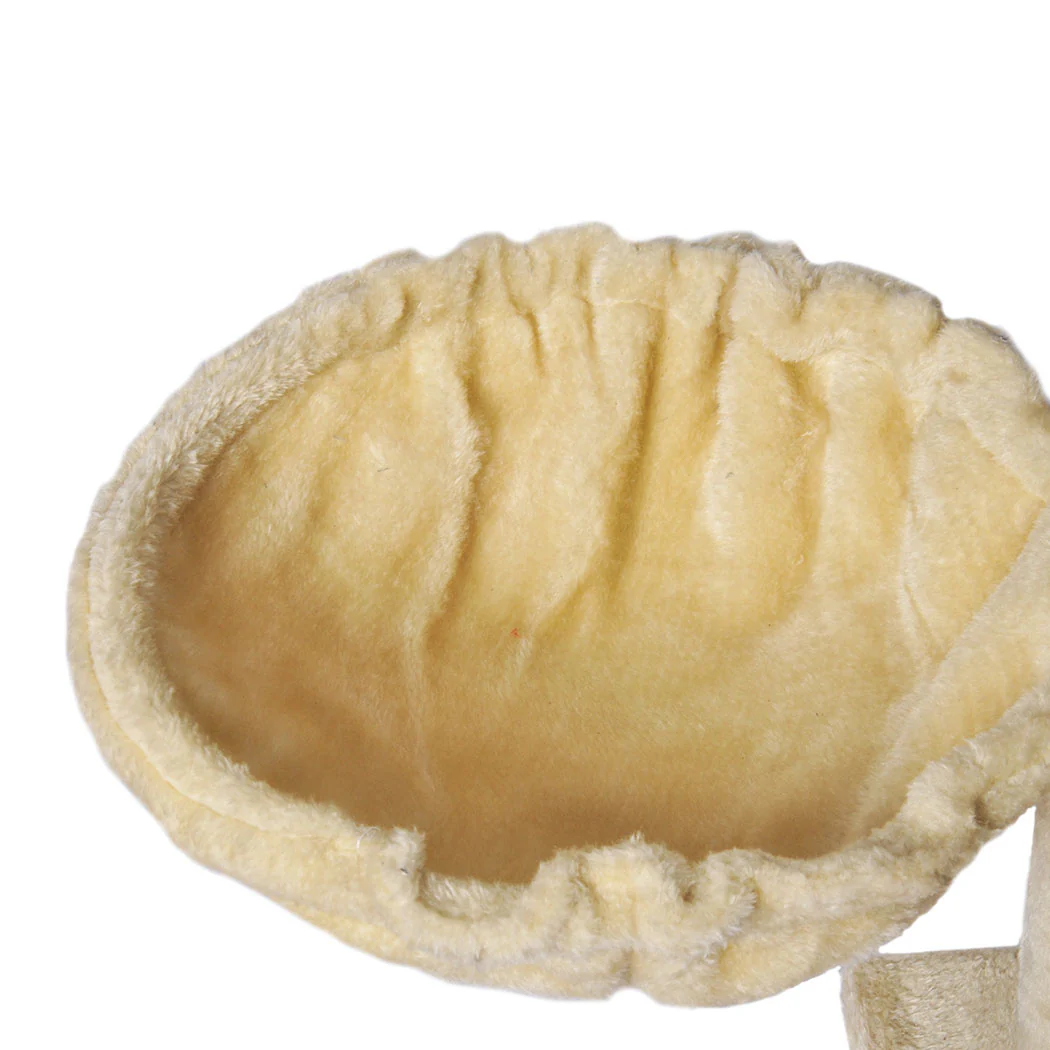 Cat Tree Toy Scratching Post Scratcher Tower Condo Wooden House Cream 130cm - Nurns