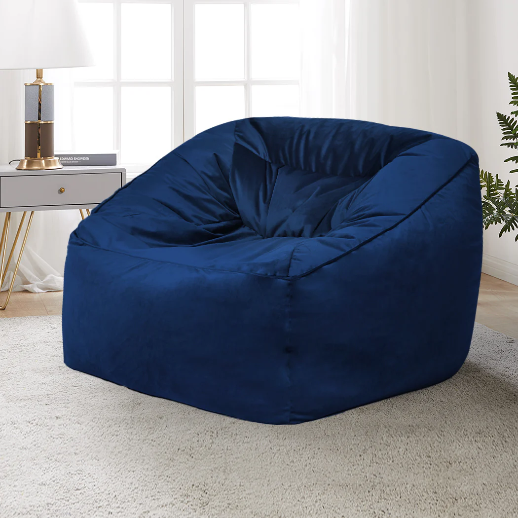 Bean Bag Chair Cover Soft Velevt Home Game Seat Lazy Sofa Cover Large - Blue - Nurns