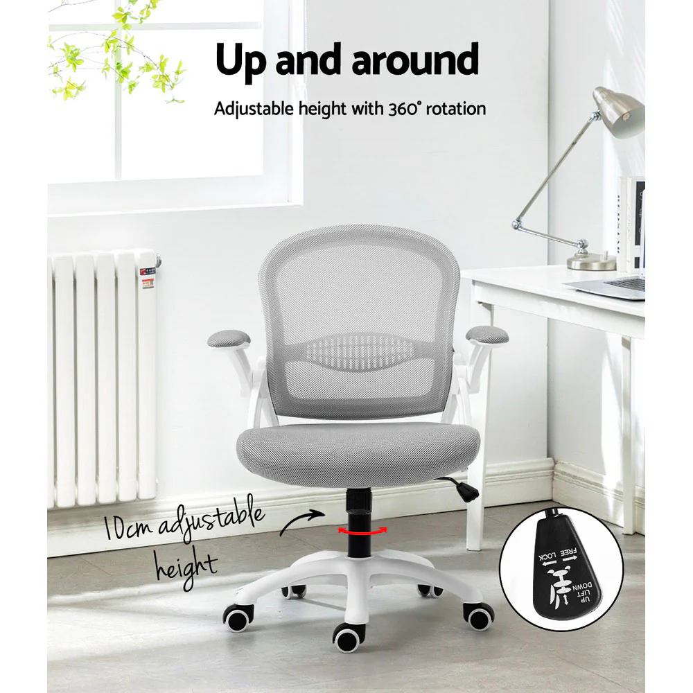 Artiss Mesh Office Chair Mid Back Grey - Nurns