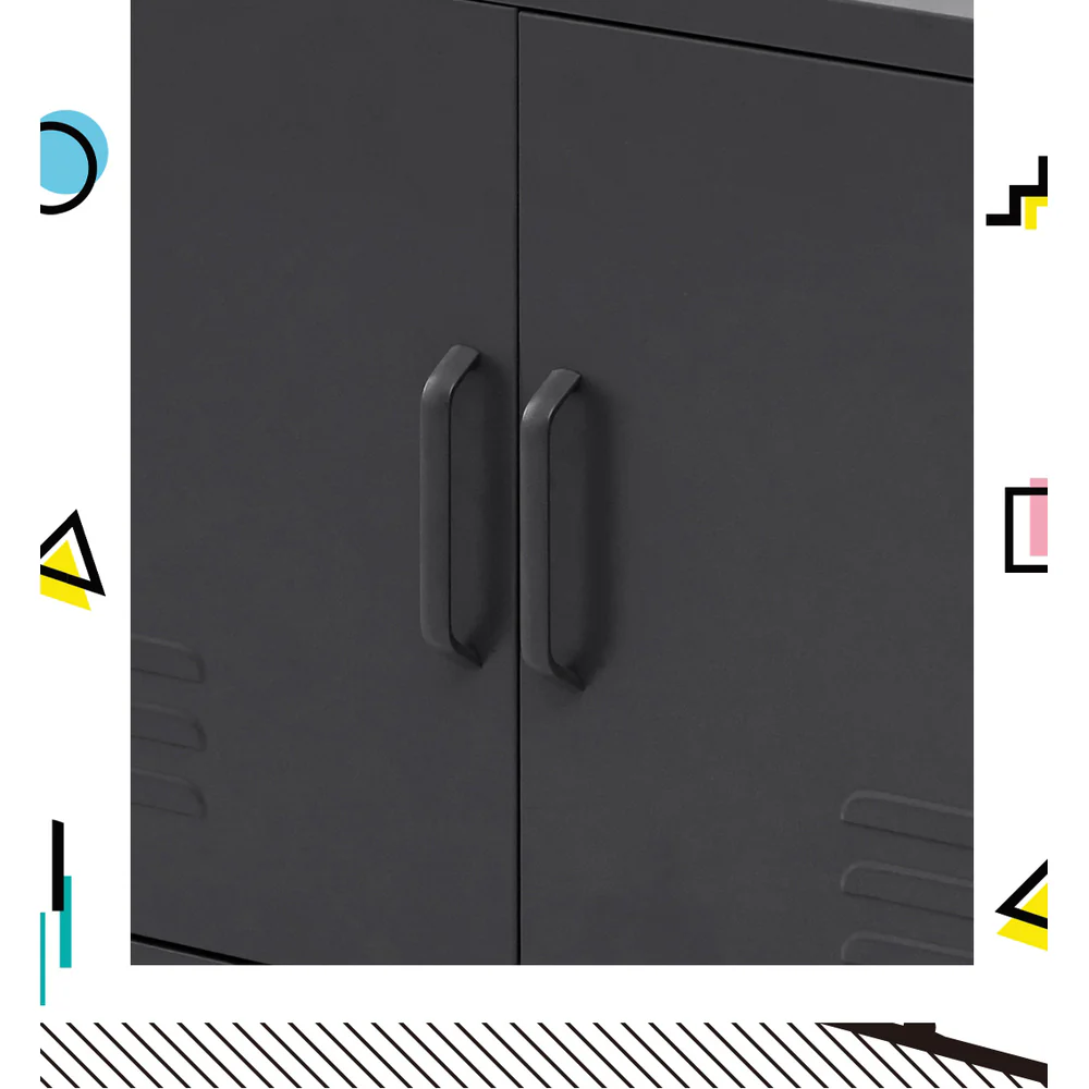 Magnus Buffet Sideboard Metal Cabinet - Charcoal - Nurns