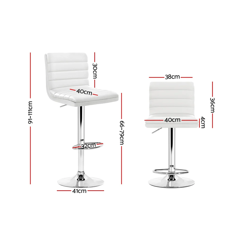 Set of 2 Amaliada PU Leather Bar Stools Padded Line Style - White - Nurns