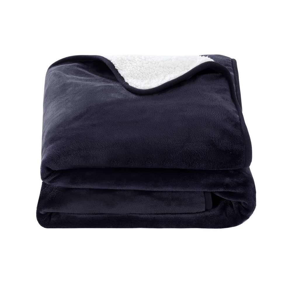 Wendy Throw Soft Blanket Electric Throw Rug Heated Blanket Fleece - Navy Blue - Nurns
