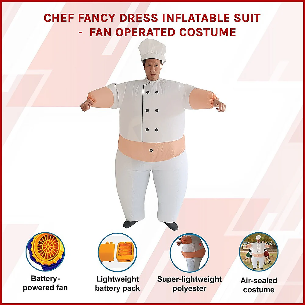 CHEF Fancy Dress Inflatable Suit - Fan Operated Costume - Nurns