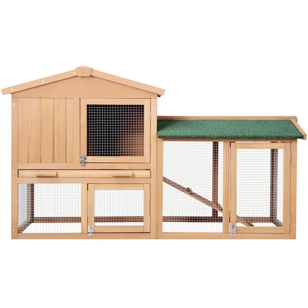 Chicken Coop Rabbit Hutch 138cm Wide Wooden Pet Hutch - Nurns